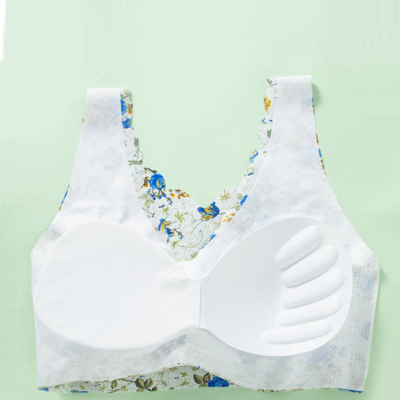 Damen-BH, nahtlos, rückenfrei, bedruckt, ohne Stahlring, Raffung, Unterwäsche, Sport-Schlaf-BH, dünner Abschnitt, geeignet für das tägliche Leben