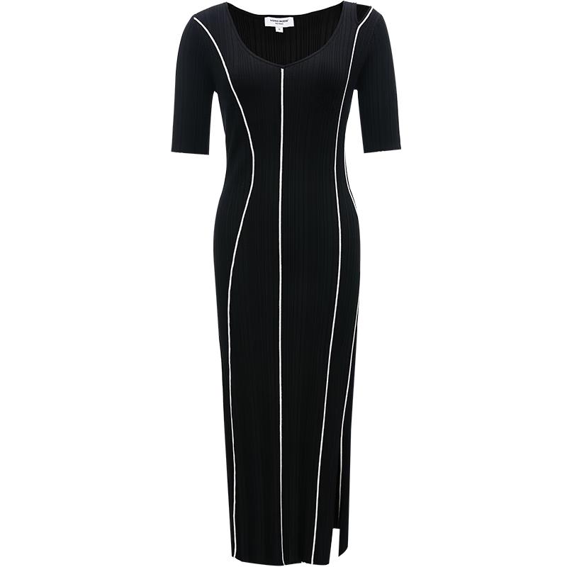 

VEROMODA V-Neck Hollow Knit Little Black Dress XL