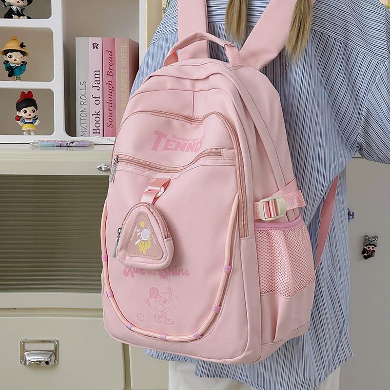 Large Capacity Nylon Backpack With Breathable Straps For Students And Casual Use