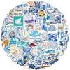 10/30/50/100pcs Blue Mediterranean Art Graffiti Stickers Vintage INS Aesthetic Decals DIY Stationery Phone Waterproof Sticker
