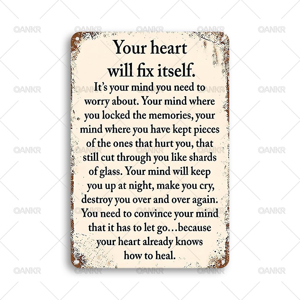 

Funny Metal Tin Sign Your Heart Will Fix Itself Room Decor Metal Signs for Man Cave Bedroom Home Wall Decor Plaque Accessories 20x30cm