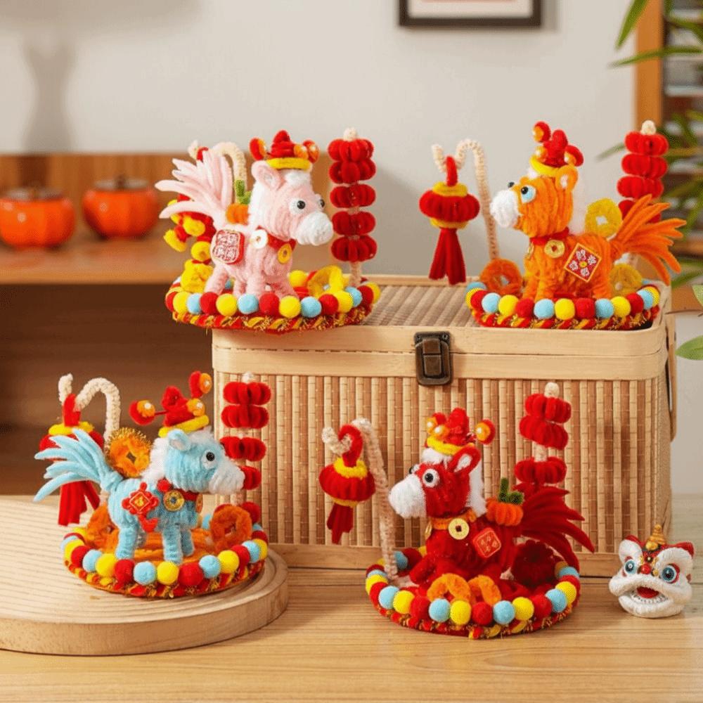 Handmade Horse Desk Pendant Cartoon Cute Creative DIY Twister Stick Unfinished DIY Material Kit Lunar New Year Horse Decoration