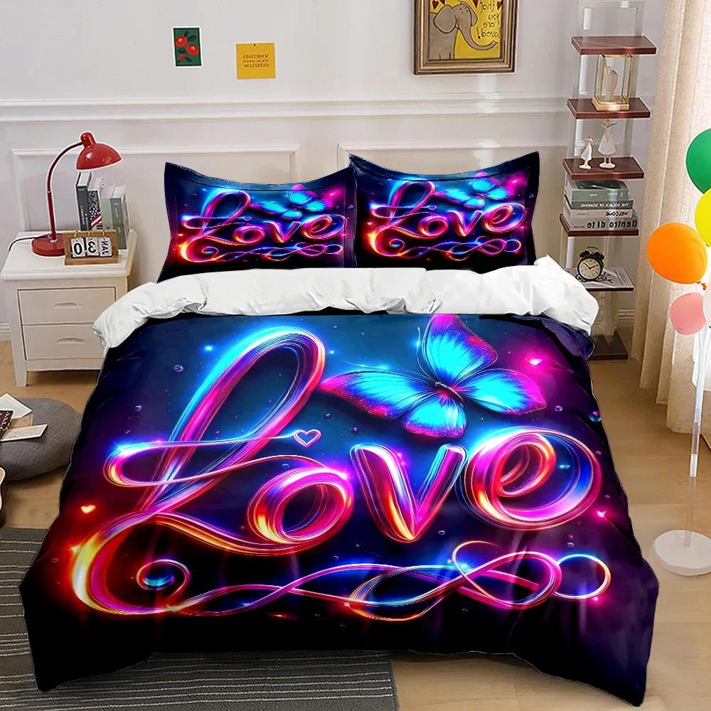 

3Pc Fantasy Love Art Print Bedding Set Duvet Cover 1 Duvet Cover 2 Pillowcases Adult And Children Bedding Set Luxury For Gifts EU Twin(135x200cm)