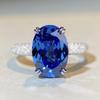 Blue Diamond Zirconia Pavé Women's Ring - High-End S925 Silver with High Carbon Diamond