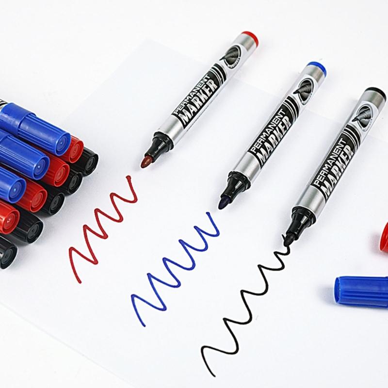 12Pcs Heavy Duty Oil Based Markers Water Resistant Permanent Marker 0.7mm Tip For Industrial Packaging Disc Labeling