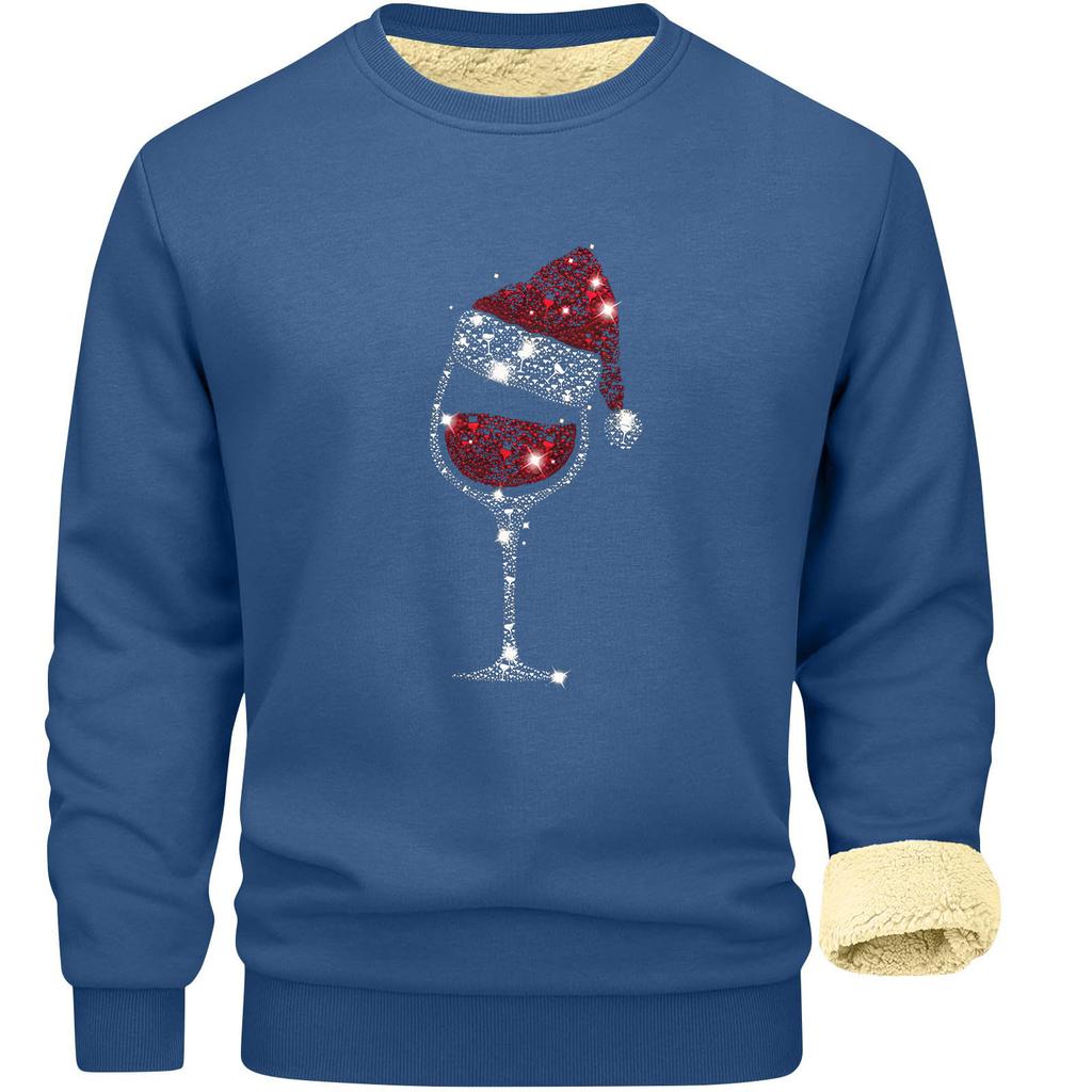 Sweatshirts för män Långärmad Fleece Casual Luddig Rundhalsad Pullover Varm Vinter