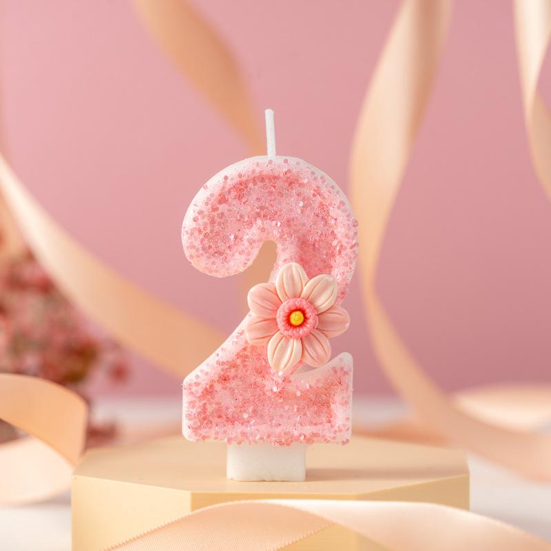 Pink Creative Digital Birthday Cake Decoration Candle Handmade Diy0-9 Party Atmosphere Decoration