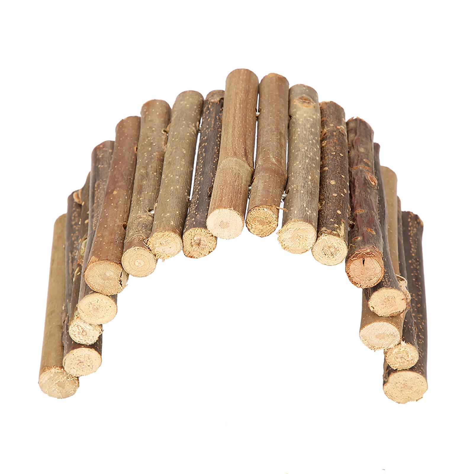 Hamster Bendy Wooden Bridge Ladder House for Reptile Mice Rodents Small Animal Chew Toy(Small)