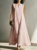 Spring and summer European and American new women's casual simple cotton linen sleeveless dress