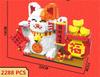 Funny Lucky Cat Building Blocks Toy The God of Wealth Auction Figures Brinquedos for Children Gift Adults Piggy Bank Present