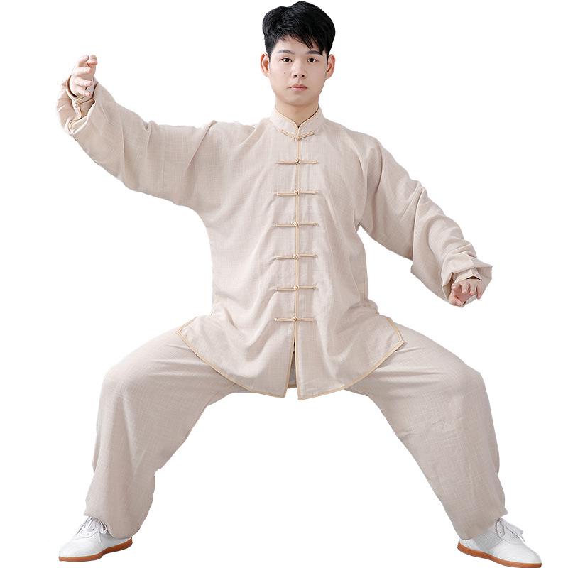 Unisex Cotton Linen Tai Chi Suit - Summer Martial Arts Practice & Competition Wear