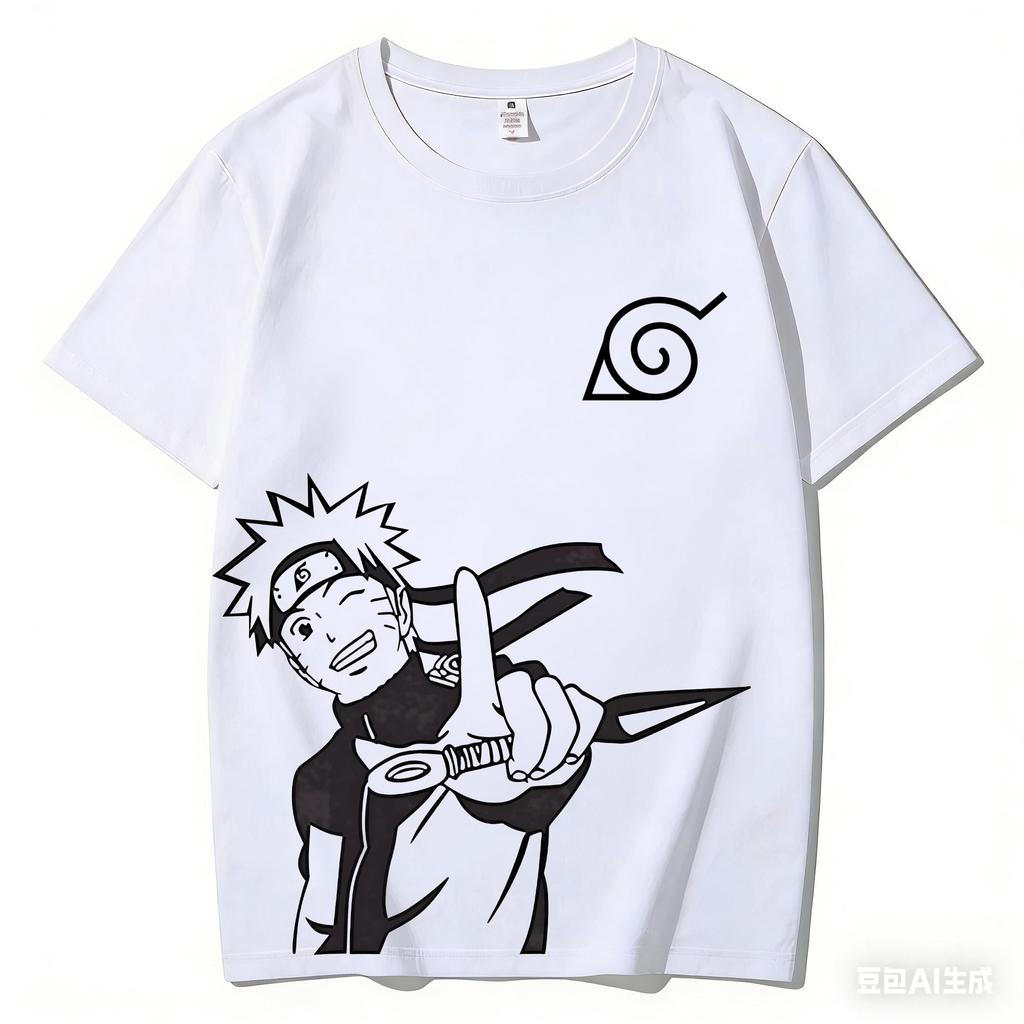 Naruto Kakashi Lightning Blade 2D Print Summer Cotton T-Shirt | Sharingan Anime Short-Sleeve Unisex Japanese Style