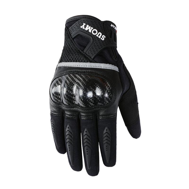 Carbon Fiber Motorcycle Gloves, Spring Summer Touchscreen Riding Gear with Protective Shell Breathable Unisex Crash-Resistant