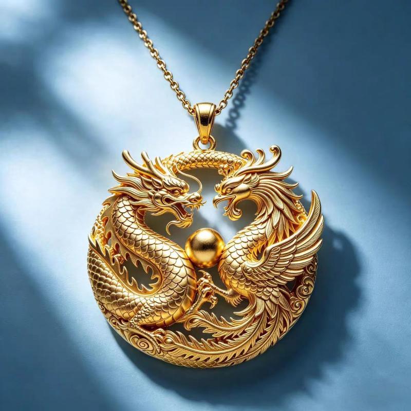 Traditional Cloisonné Enamel Pendant 3D Carved Chinese Style Necklace Charm Elegant Decor