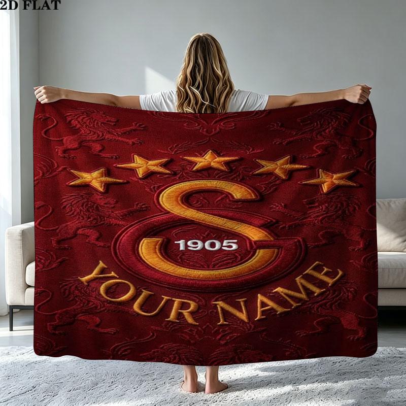 1PC Galatasaray S Custom Name Patterned Flannel Blanket Suitable For All Seasons for Home Decor Warmth and Comfort Gifts Holiday Present