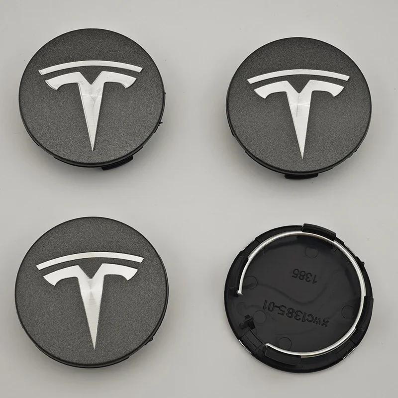 Car Sticker Tesla 4Pcs/set ABS 56mm Tesla Original Car Wheel Center Caps Logo Emblem For Tesla Model 3 Y S X Rims Hub Cover Caps