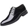 Men's Leather Shoes Korean Version Soft Leather British Style Business Casual Black Formal Leather Shoes Security Work Hotel Leather Shoes Men