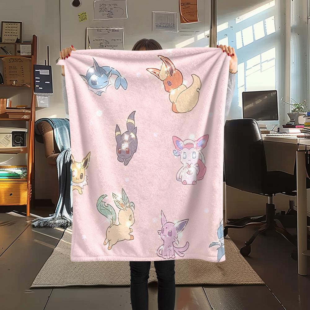 Pokémon Combination Print Flannel Blanket, High Quality Comfortable for All Seasons, Home Decor, Warmth and Comfort