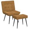 Velvet Recliner Chair with Footstool Brown