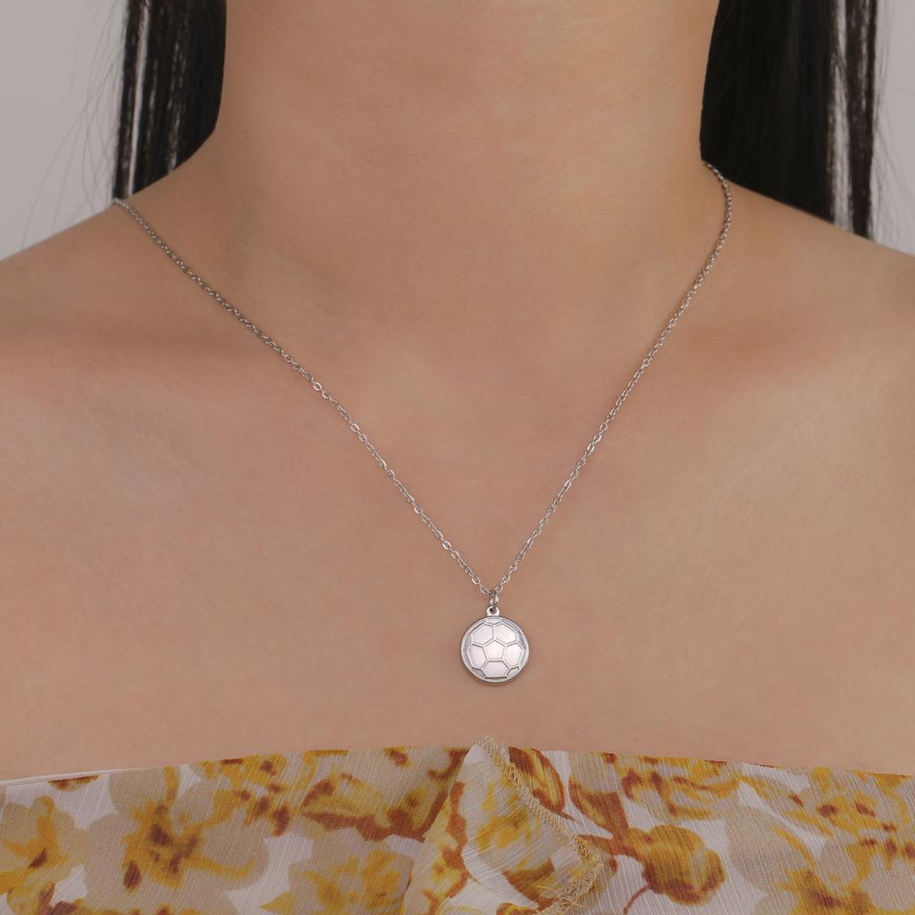 Football Necklaces for Women Stainless Steel Casual Soccer Pendants Fashion Jewelry for Sports Lover Boys Gifts Link Chain