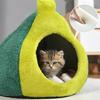 Funny Avocado Pet Cat Bed Deep Sleep Winter Dog House for Small Dogs Closed Cat Nest Pet Supplies