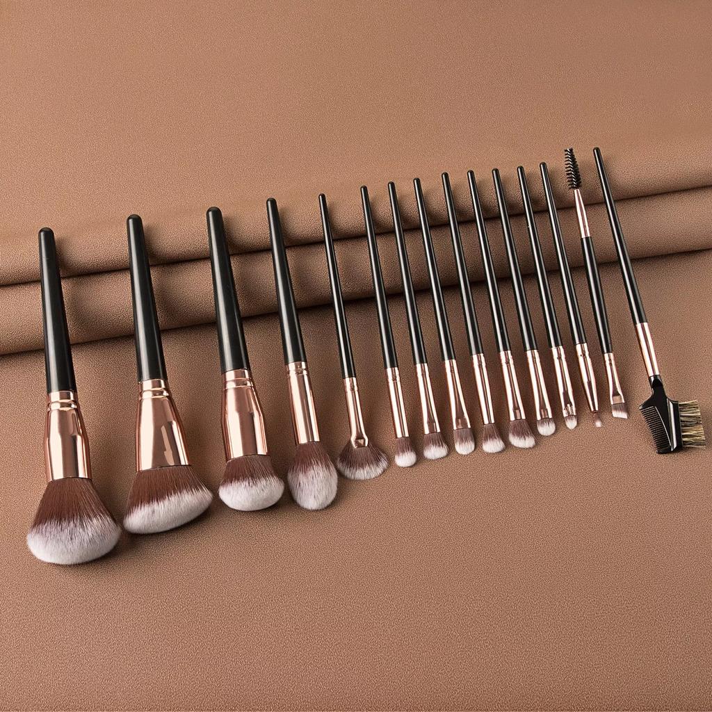 HMU Hot Selling Make up Brushes Black Gold Manufacturers OEM 7 10 15 Pcs Makeup Brush Set With Case