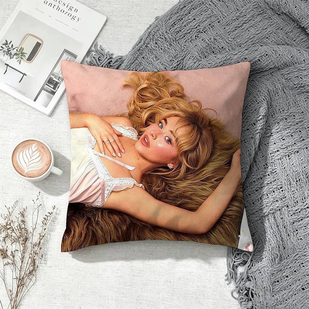 S-Sabrina C-Carpenter Short n Sweet  Square Double-Sided Printed Pillow Case Sofa Cushion Cover Bedroom Bedside Decor