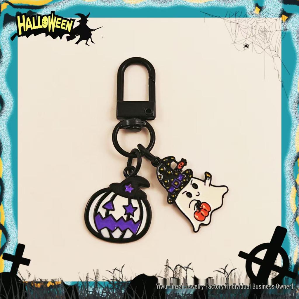 Cross-Border Halloween Skull & Pumpkin Keychain – Metal Ghost Charm Gift