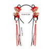 Flower Children Wig Headband Red Tassel New Year Hair Accessories Girl Ancient Style Bow Princess Hairband Year of the Horse