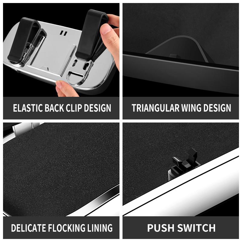 New Clip-On Car Sunglasses Box Auto Sun Visor Eyeglass Case Soft-Lined Anti-Scratch Electroplating Durable ABS Fits All Vehicles