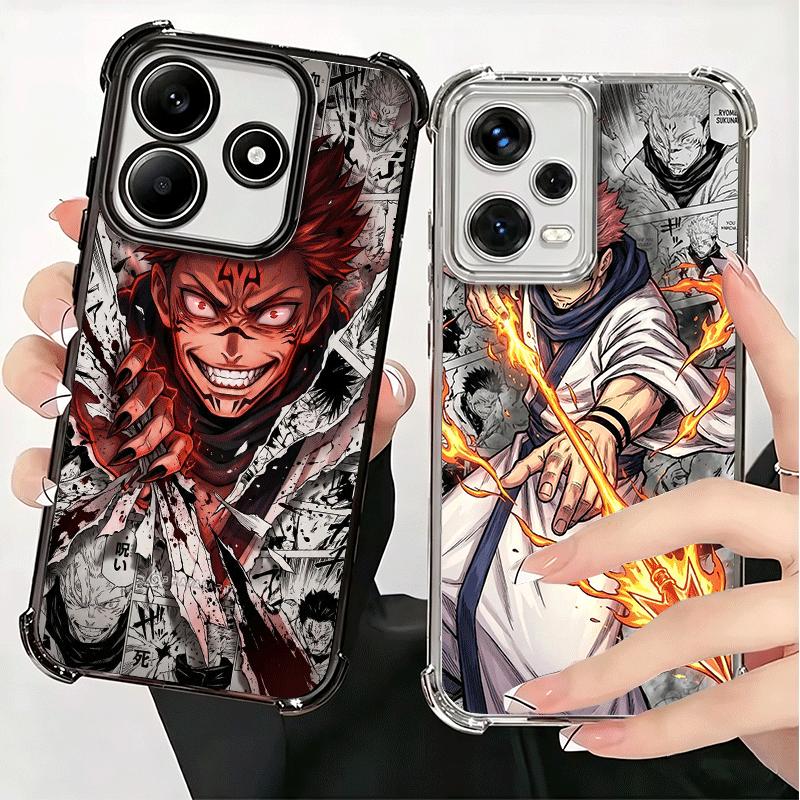 Anime Ryomen Sukuna JUJUSU Plating Phone Case For Xiaomi Redmi Note 14 15 Pro Plus 13 12 11 11S 11T 10 9S 9 5G Anti-Fall Airabag