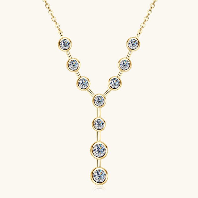 

Silvere Glam New Product: Y-shaped Moissanite Diamond Pendant With A Light Luxury And Niche Design, 925 Pure Silver Collarbone Chain 2.4 carats золотистый