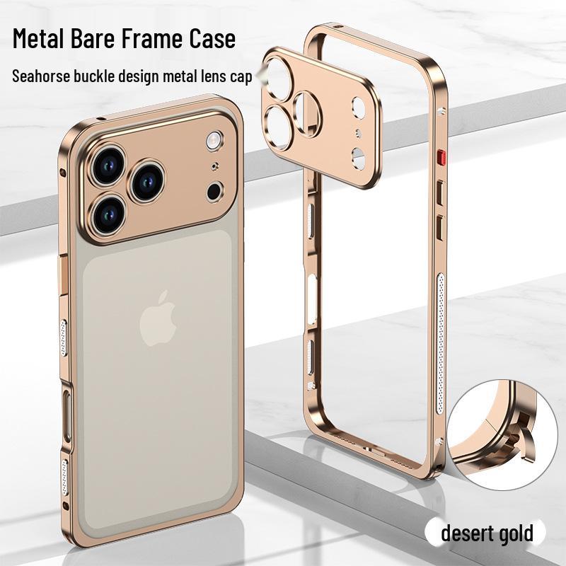iPhone 17 Pro Max Heat Dissipation Case with Metal Seahorse Buckle - Anti-Fall Design for 16 Pro iPhone 13
