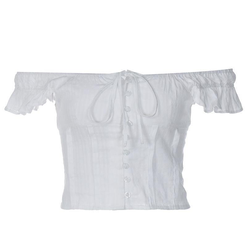 

Французский комплект из двух частей с открытыми плечами, сексуальные топы White Tops S