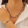 Geometric Link Charm Necklace Colorful Faux Gem Women Retro Bracelet