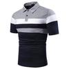 Men's New Lapel Short Sleeve Polo Patchwork T-Shirt Top