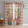 Christmas And Winter Pinecone Painting Curtains For Living Room Bedroom Home Decoration Window Voile Tulle Curtain Drapes
