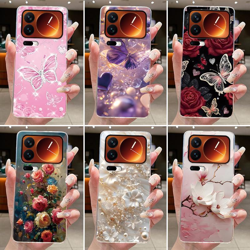 Casing For Xiaomi 17 Pro Max Mi 17 Pro Mi17 17Pro Phone Case Luxury Fashion Butterfly Flower Clear Soft TPU Silicone Back Cover