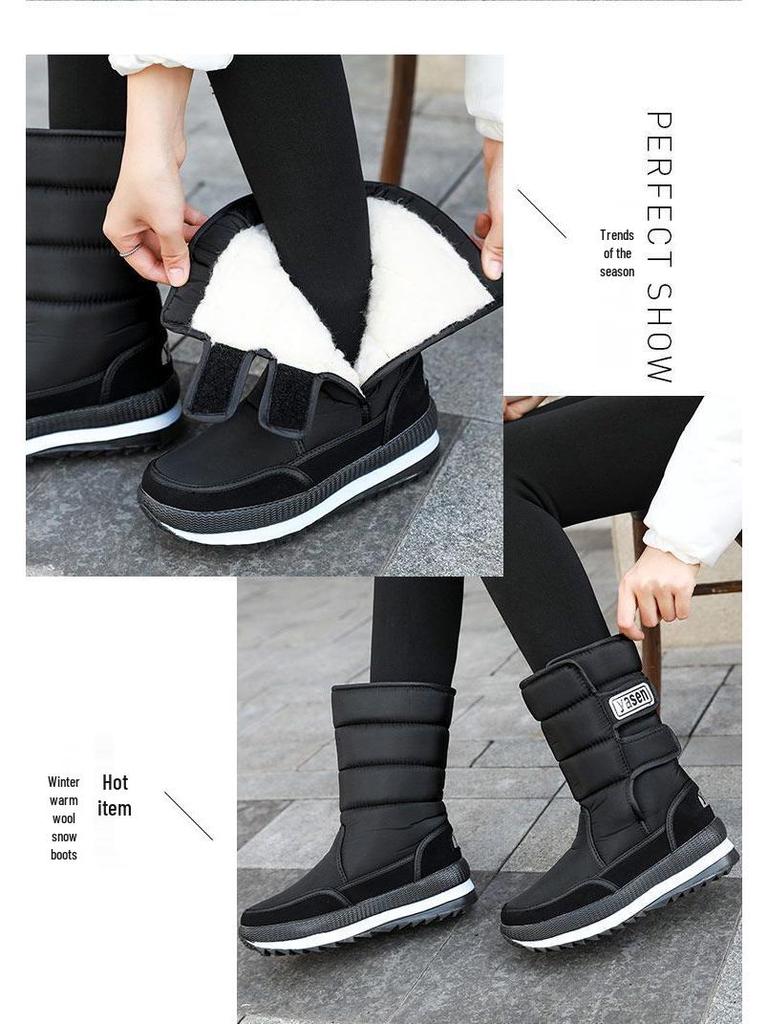 Northeast Women's Waterproof Winter Mid-Calf Snow Boots with Velvet Lining and Non-Slip Thick Sole