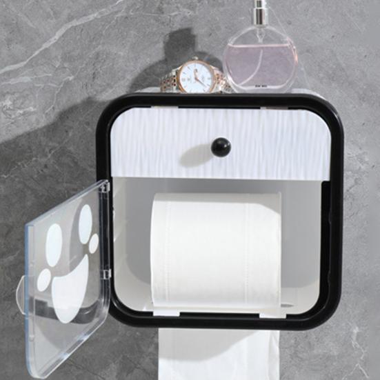 Držák na toaletní papír Plastový vodotěsný dávkovač papírových ubrousků se zásuvkou a policí Nástěnný box na ubrousky pro domácí koupelnu