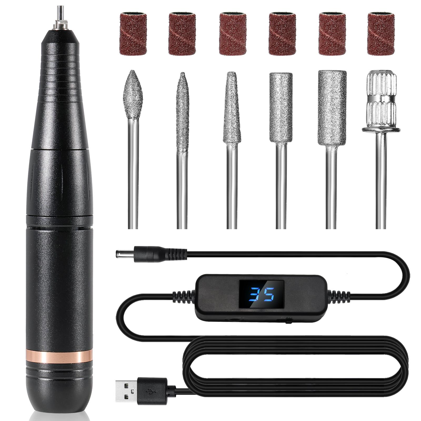 35000RPM Electric Nail File Professional USB Portable Nail Drill Pen Low Noise Adjustable Speed&Direction Nail Drill Pen