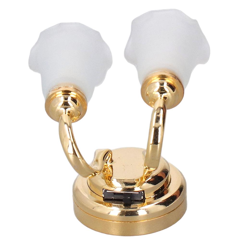 Dollhouse Table Lamp Tulip Design Battery Powered Sturdy Metal Plastic Dollhouse Miniature Lamp for