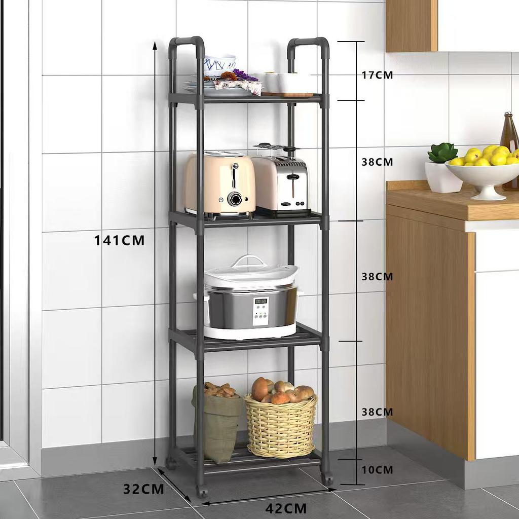 Multi-Layer Floor-Standing Metal Storage Rack for Kitchen and Bathroom
