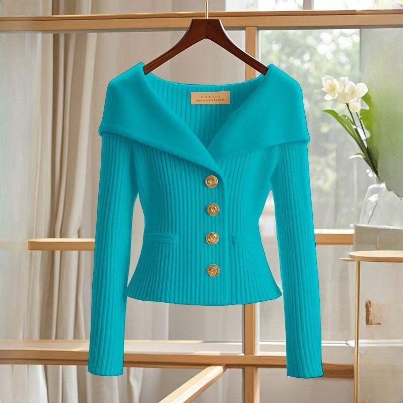 White Sweater Coat Women Premium Designer Niche Elegant Waist Defining Knit Top Autumn