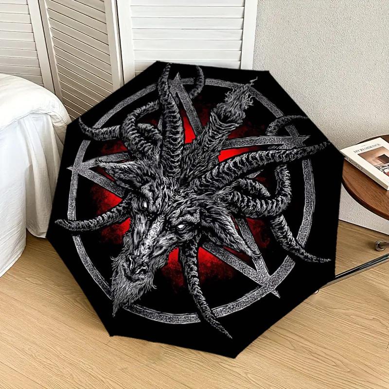 1pc Baphomet Satanic Symbol Umbrella with Plastic Handle,Suitable for All Seasons Home Travel Outdoor UmbrellaDD1427