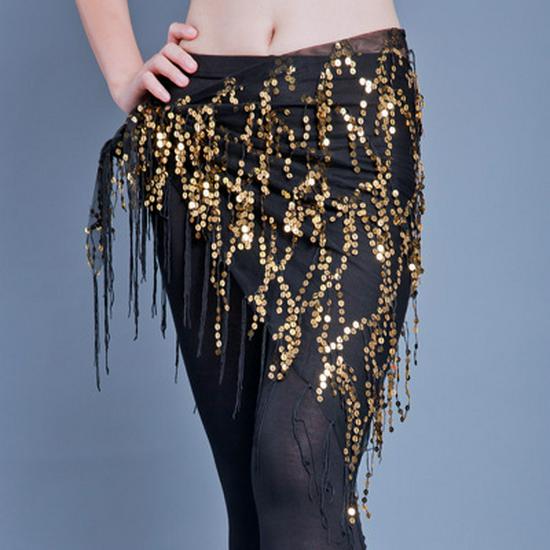 Sequin Tassel Belly Dance Triangle Scarf Waistband for Performance