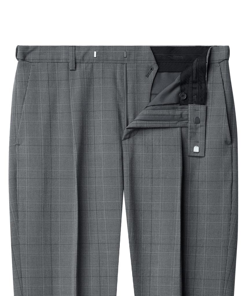 MUSINSA STANDARD Glen Check Wide Hidden Banding Slacks [Medium Gray]