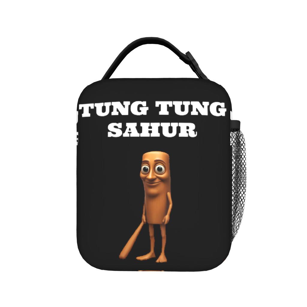 Tung Tung Tung Sahur Insulated Lunch Bags High Capacity Italian Brainrot Meme Meal Container Cooler Bag Tote Lunch Box Work