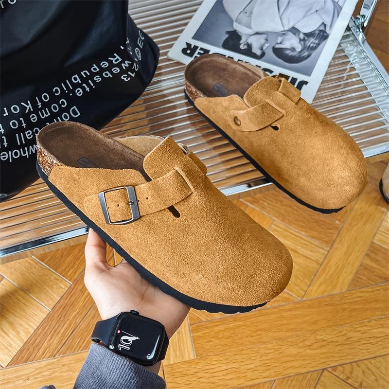 

3215 лето новые дышащие пробковые полушлепанцы для улицы толстая подошва нескользящие парные мягкая подошва шлепанцы одна педаль 35-size