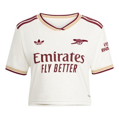 adidas Originals SS25 Arsenal 25/26 Cropped Drittes Bequemes Weiches Feuchtigkeitsableitendes Kurzarm-Fußballtrikot Damen Oberteile JP4223